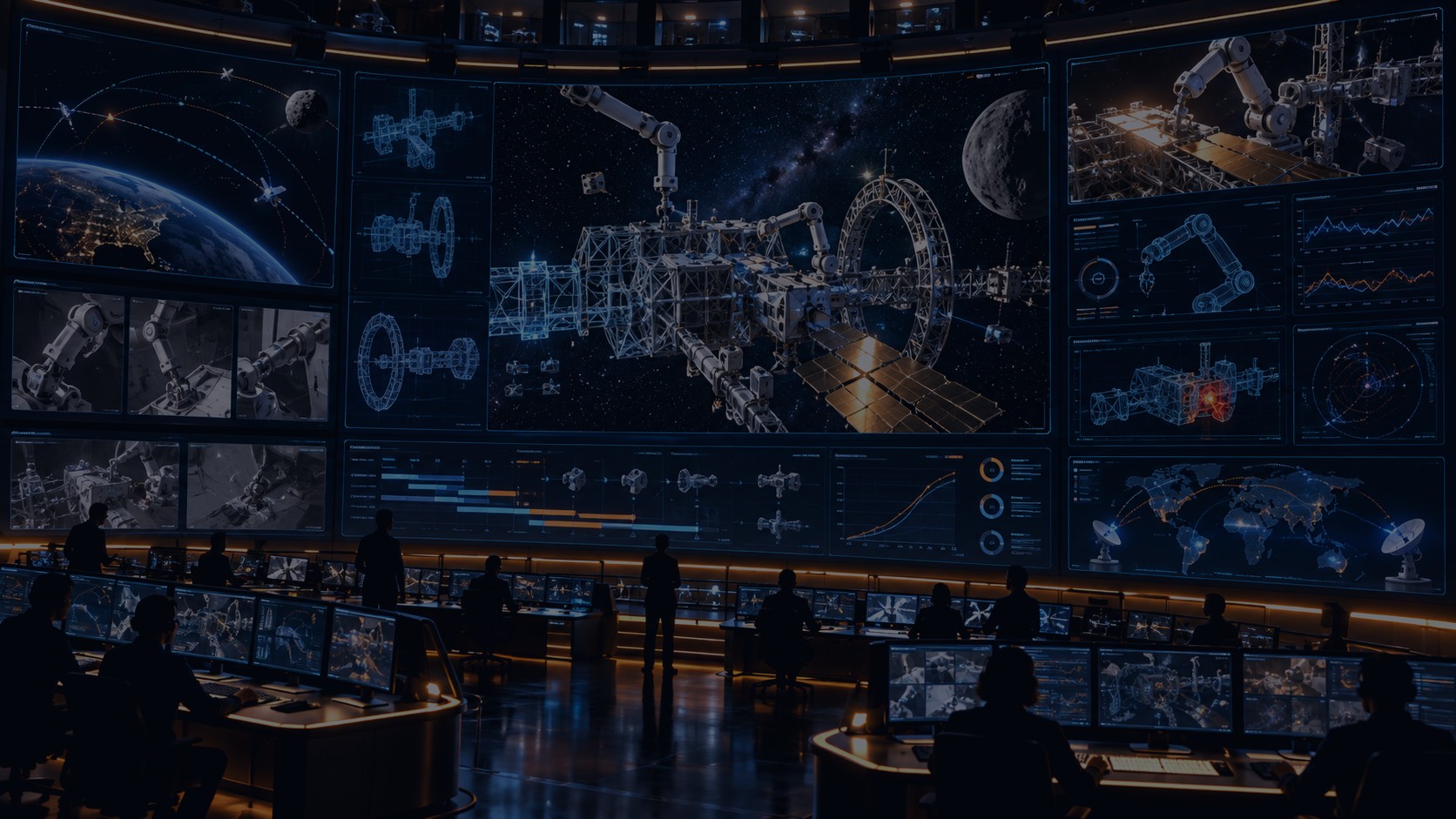 Vinastra Mission Control Operations HUD with multi-screen orbital telemetry